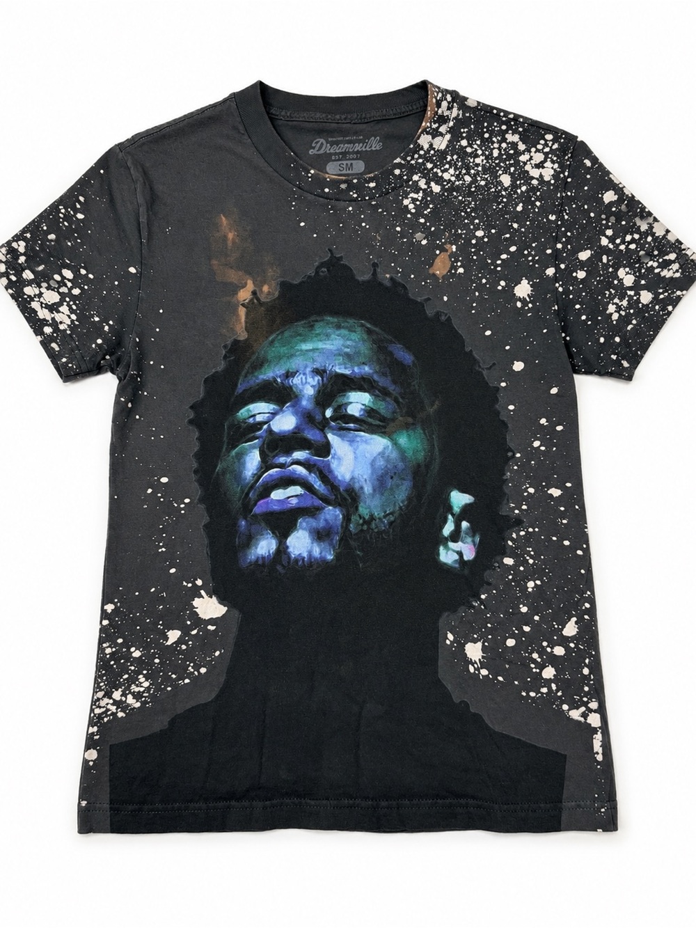 J Cole Dreamville Forest Hills Drive Tour Shirt Custom Bleach Splatter Rap Tee S